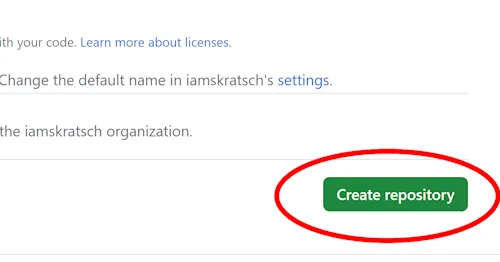 GitHub Create Repository Button