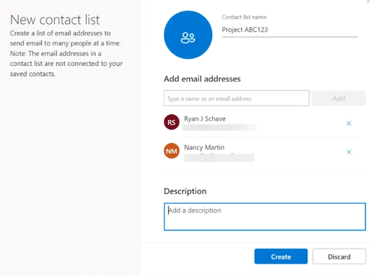 outlook contacts