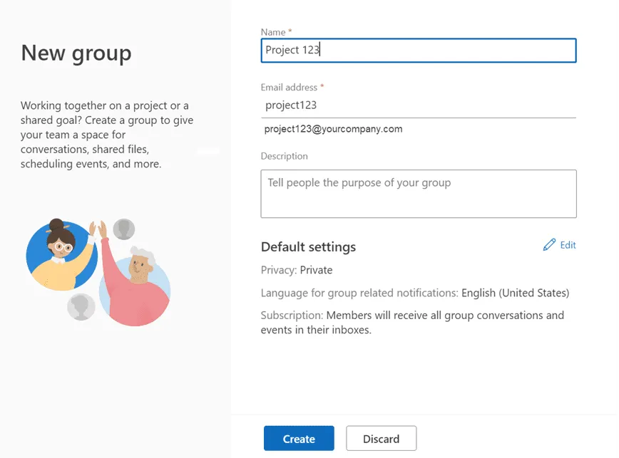 outlook contacts new group